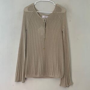 INTRIGUE BLOUSE Gold shimmery long sleeve top Size S NWT